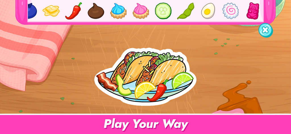 Barbie Color Creations - Atividade criativa de brincar com comida com tacos e acompanhamentos no Barbie Color Creations