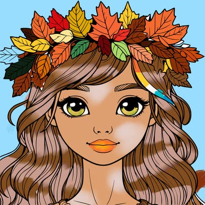 realistic girl with fall leaf crown
