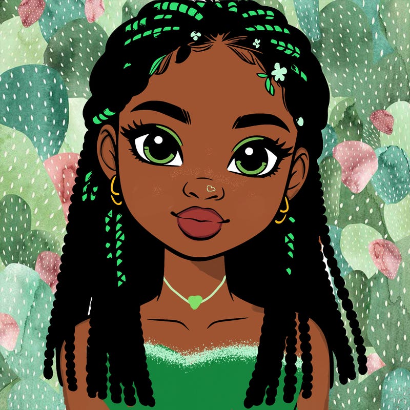 a realistic black girl with braids