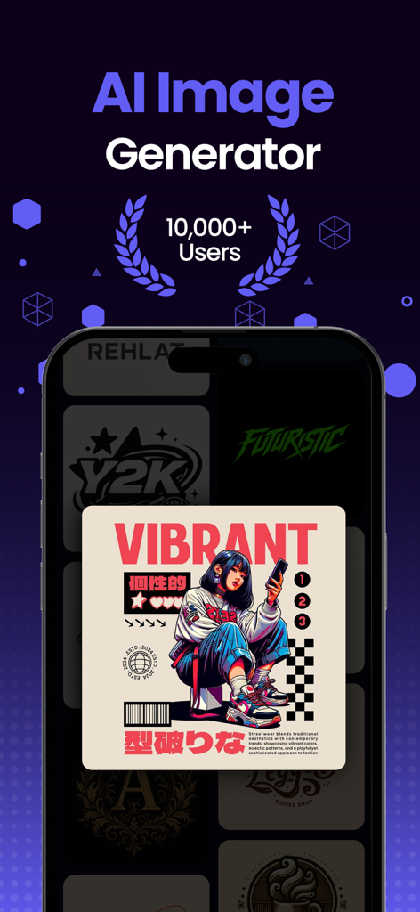 3DMockups - Clothes Designer - Interfaccia del generatore di immagini AI che mostra un vibrante design grafico streetwear con una ragazza anime