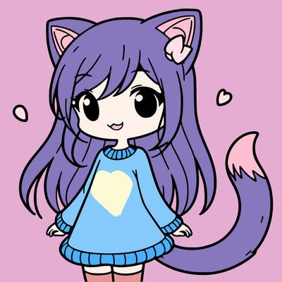 girl with cat ears and tail