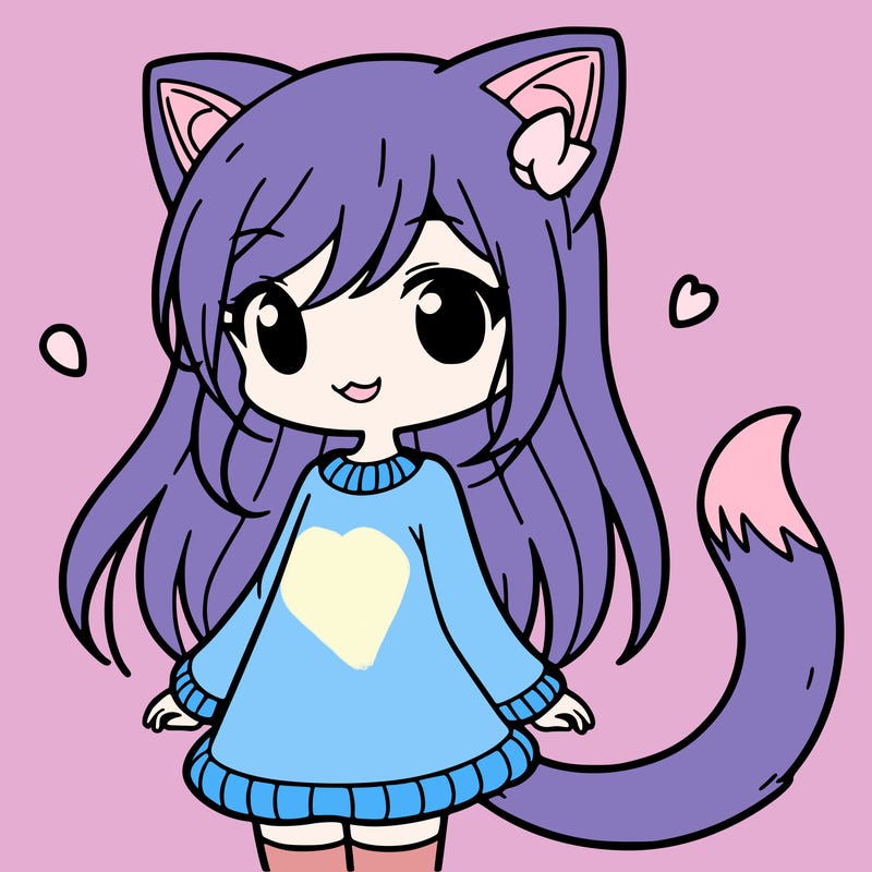 girl with cat ears and tail