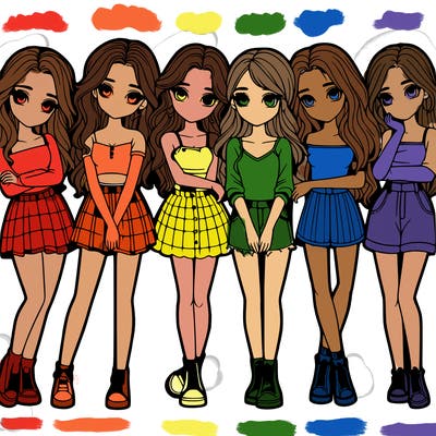 a group of girls realistic