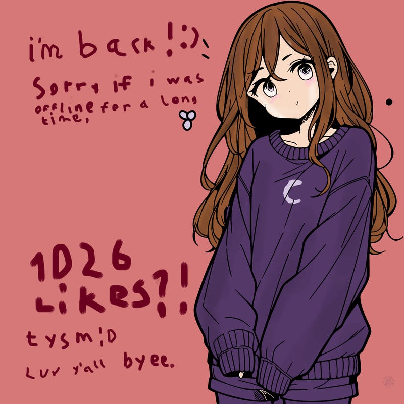 manga teen girl  in a sweater and baggy pants