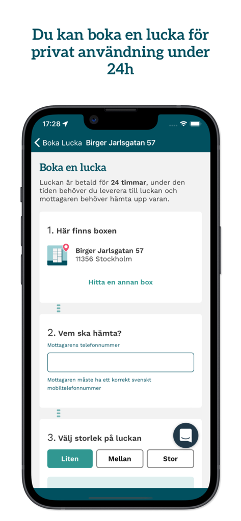 iBoxen - Mobile application screen showing the booking process for an iBoxen delivery locker.