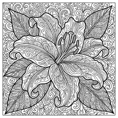 Discover the captivating fusion of natural beauty and intricate artistry with this Oriental Lily Zentangle coloring page. Each stroke promises a delightful journey into detailed patterns, perfect for mindful relaxation.