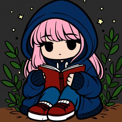 girl in oversized hoodie reading a book