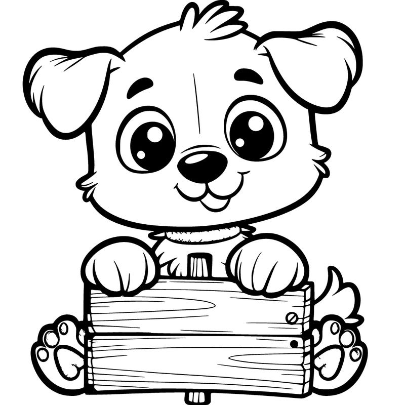 little doggy with a blank sign