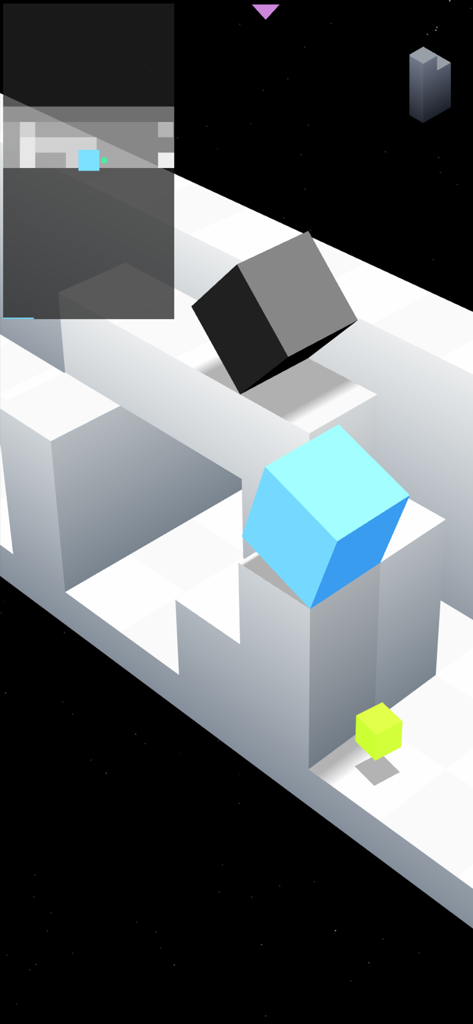 EDGE Extended - A blue cube navigating a minimalist 3D platform level in EDGE Extended