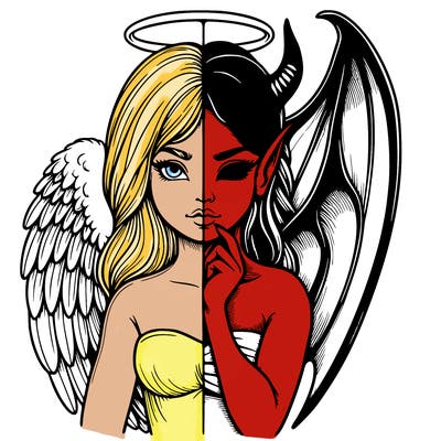 realistic angel half demon