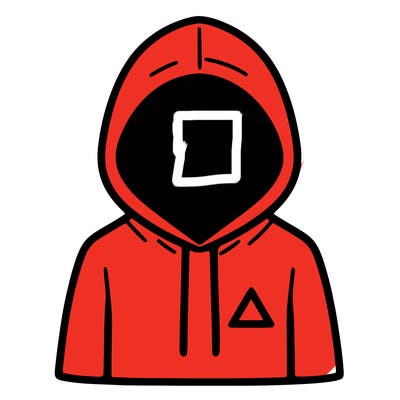 a person with non face waering a hoodie with a small triangle symbol