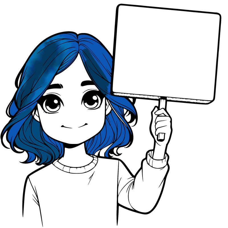 realistic girl holding up a sign