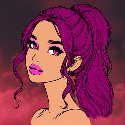 realistic girl with a ponytail on her hair and lips