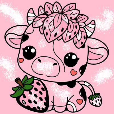 cute strawberry cow