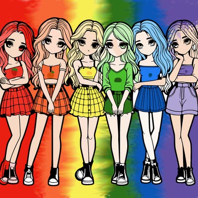 a group of girls realistic