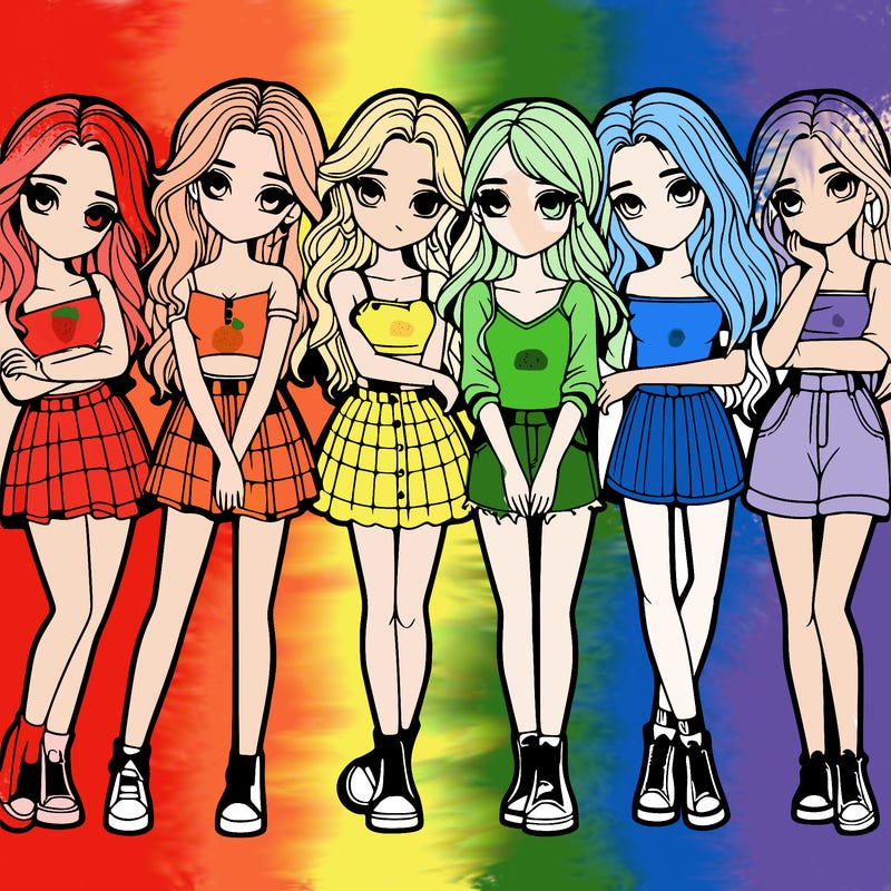 a group of girls realistic