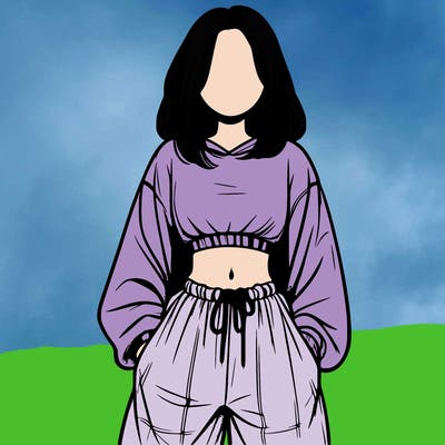 realistic girl faceless with baggy pants and a crop top