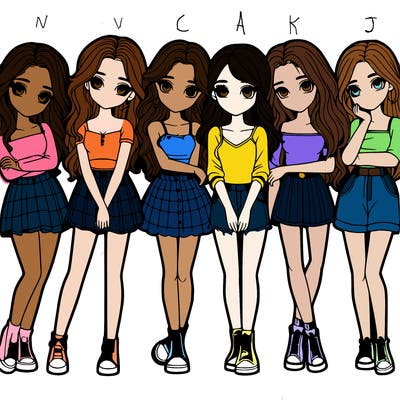 a group of girls realistic