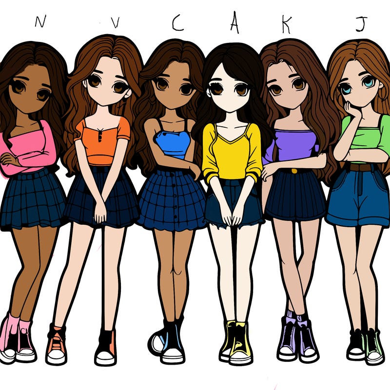 a group of girls realistic