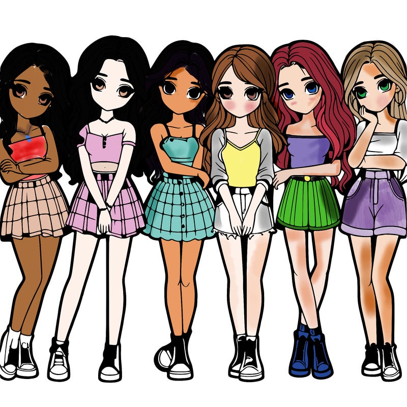 a group of girls realistic