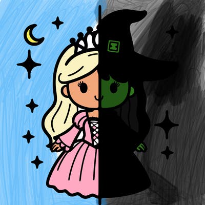 split princess and witch