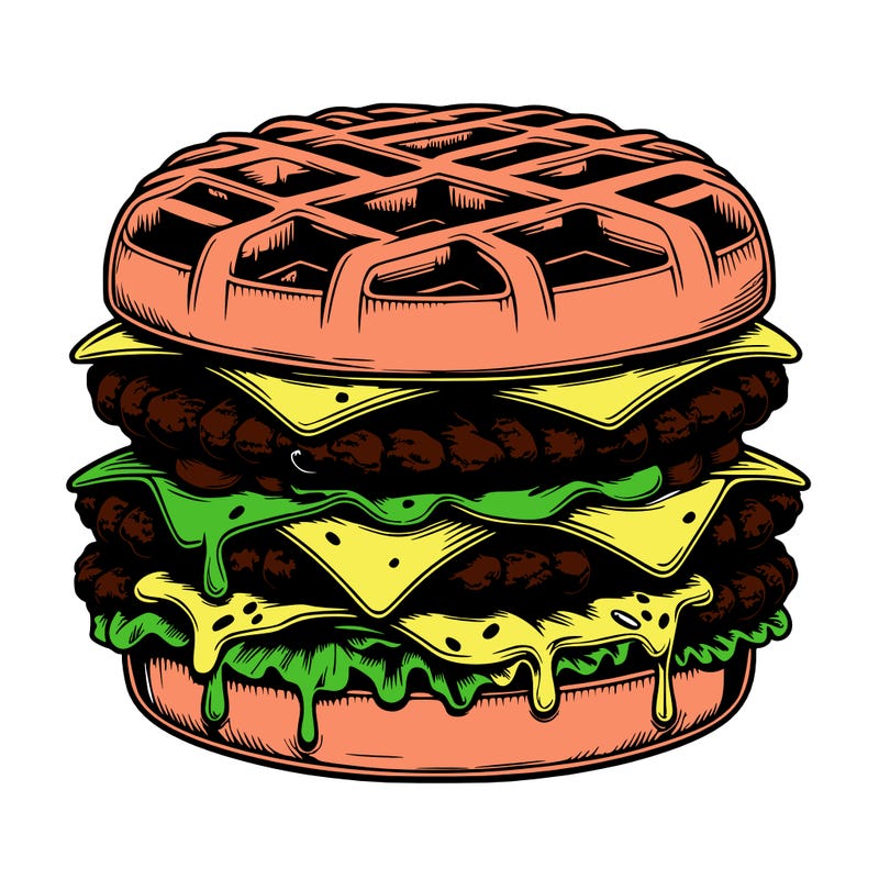 realistic waffle burger