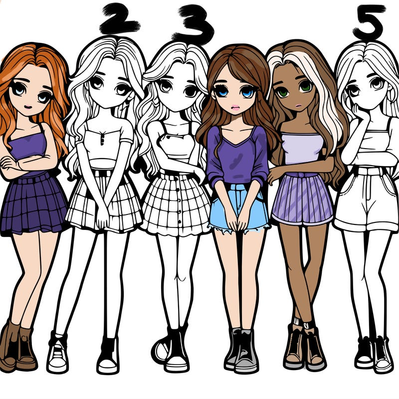 a group of girls realistic