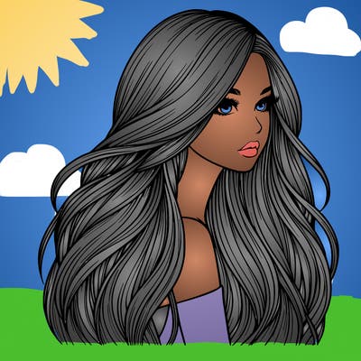 realistic girl with long realistic hair