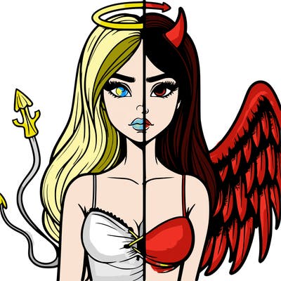 devil vs angel realistic girl