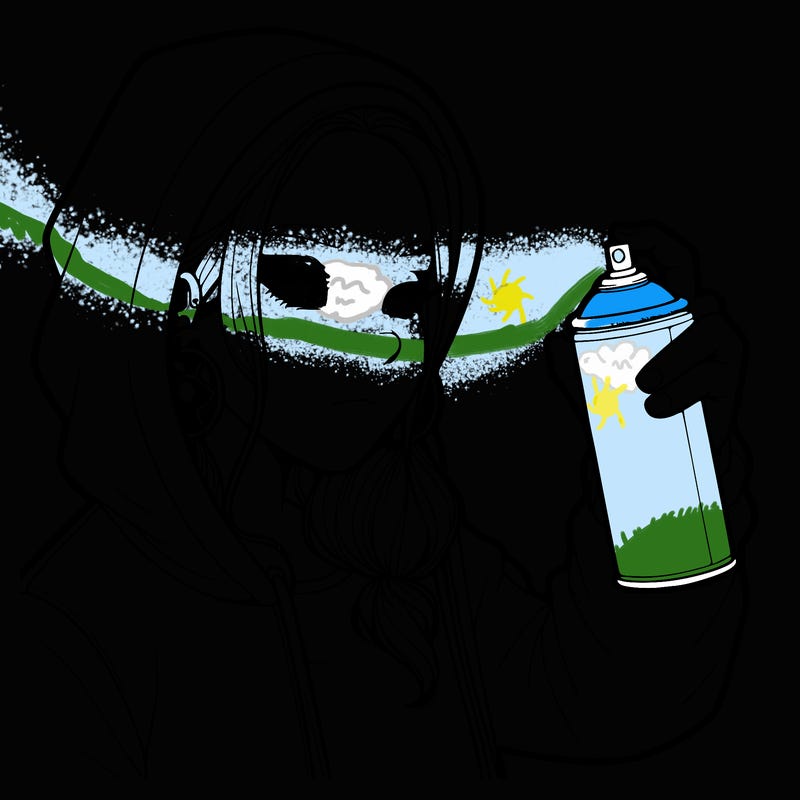 a realistic girl, spray painting