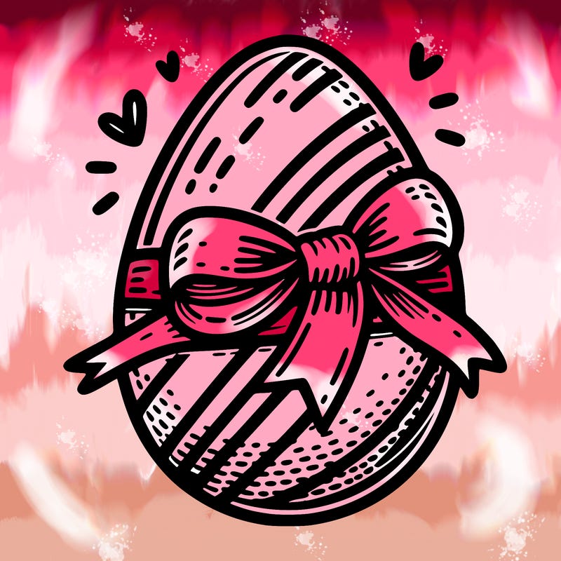 large chocolate egg with ribbon