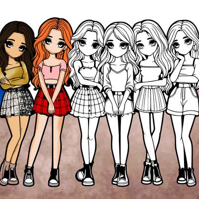 a group of girls realistic