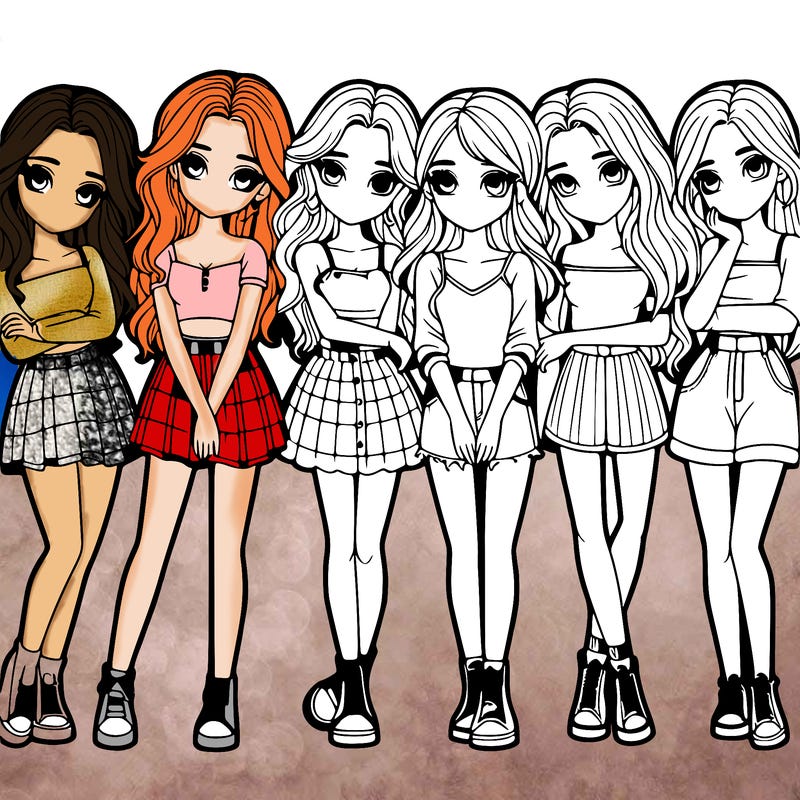 a group of girls realistic