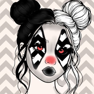 realistic girl with two buns on her hair and lips