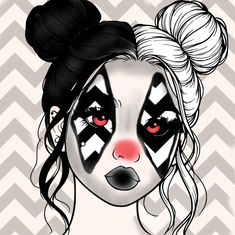 realistic girl with two buns on her hair and lips