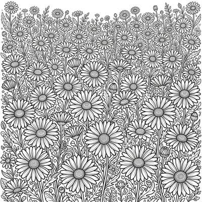 Immerse yourself in this stunning daisy field coloring page, specially crafted for teens who love intricate nature designs. Discover a vibrant world waiting for your personal touch, perfect for artistic expression.