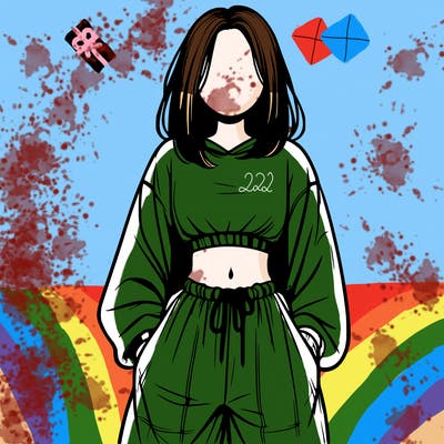 realistic girl faceless with baggy pants and a crop top