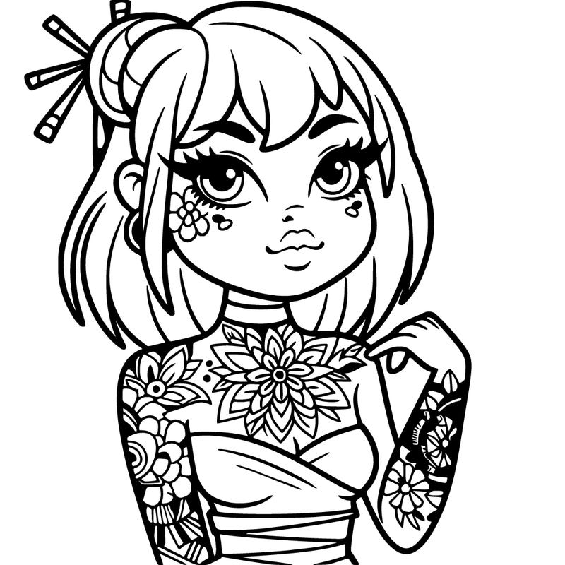 woman with japanese tattoos