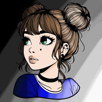 realistic girl with spacebuns