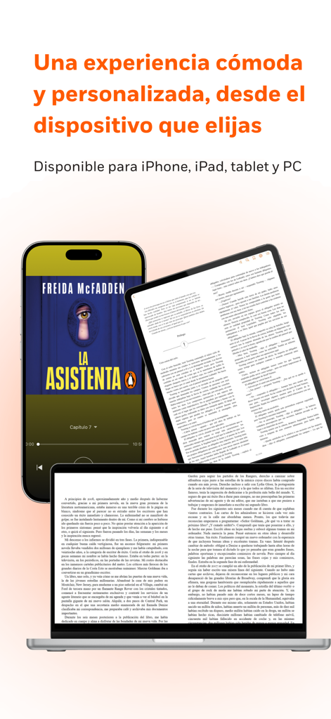 Penguinlibros - Penguinlibros app interface on smartphone tablet and laptop showing ebooks and audiobooks