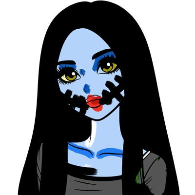 realistic girl with straight and long hair