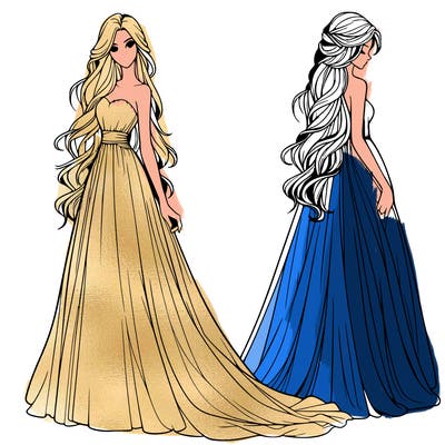 realistic woman with long flowing dress