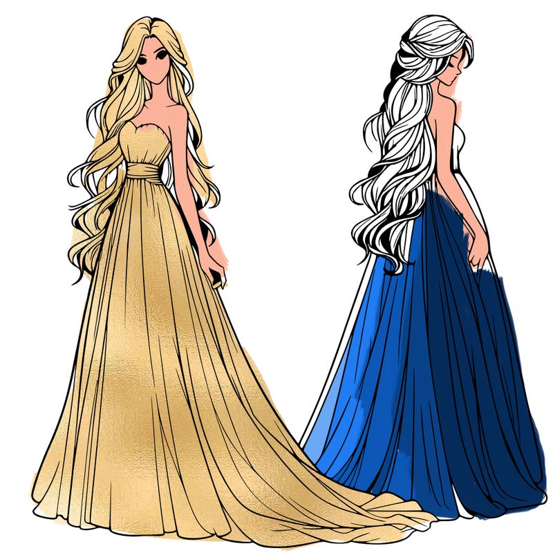 realistic woman with long flowing dress