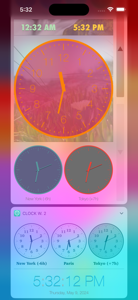 Clock Widget - Anpassbares Uhren-Widget, das analoge und digitale Weltzeiten auf dem iPhone anzeigt