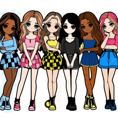 a group of girls realistic