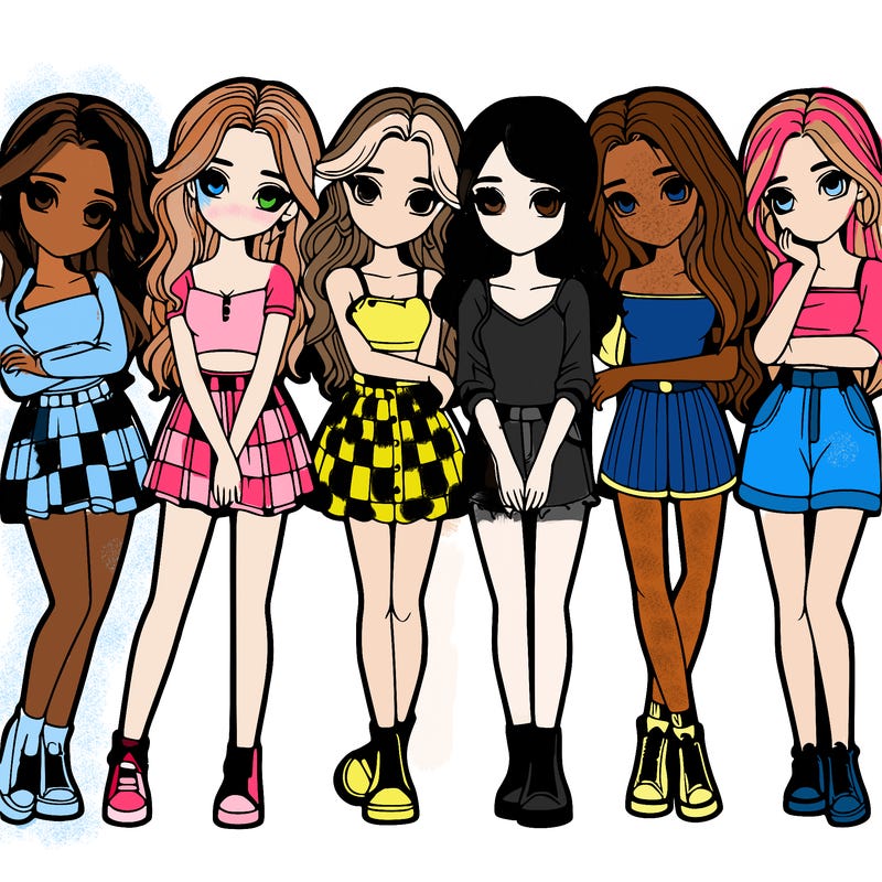 a group of girls realistic