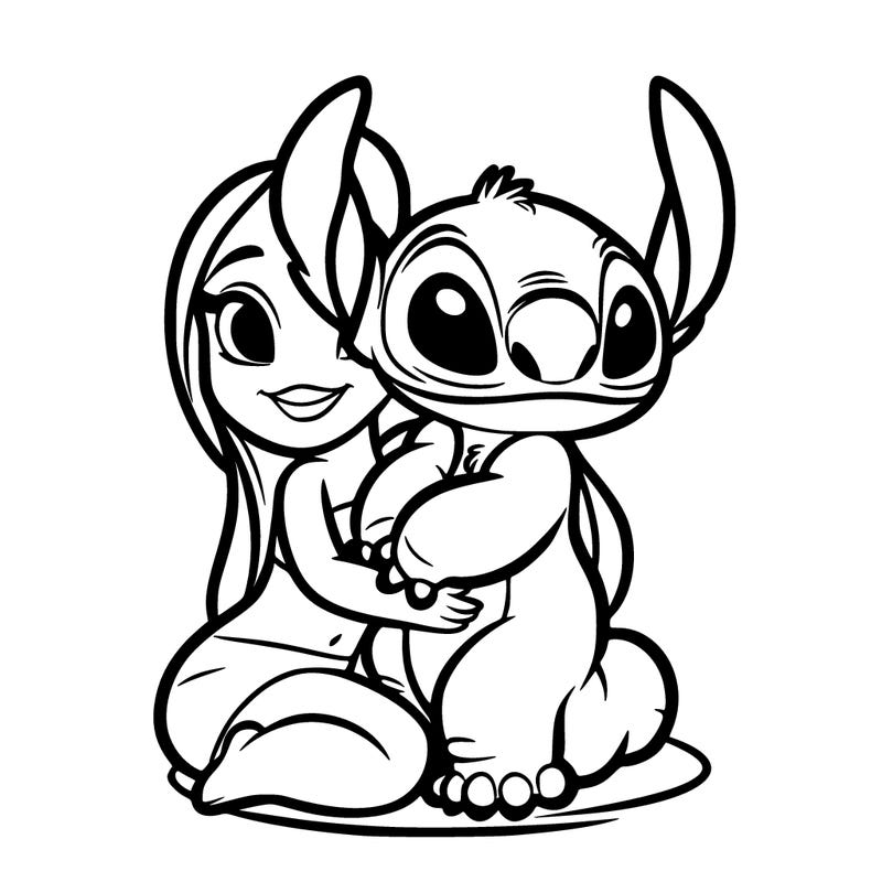 angel from stitch hugging stitch