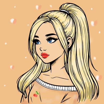 realistic girl with a high ponytail