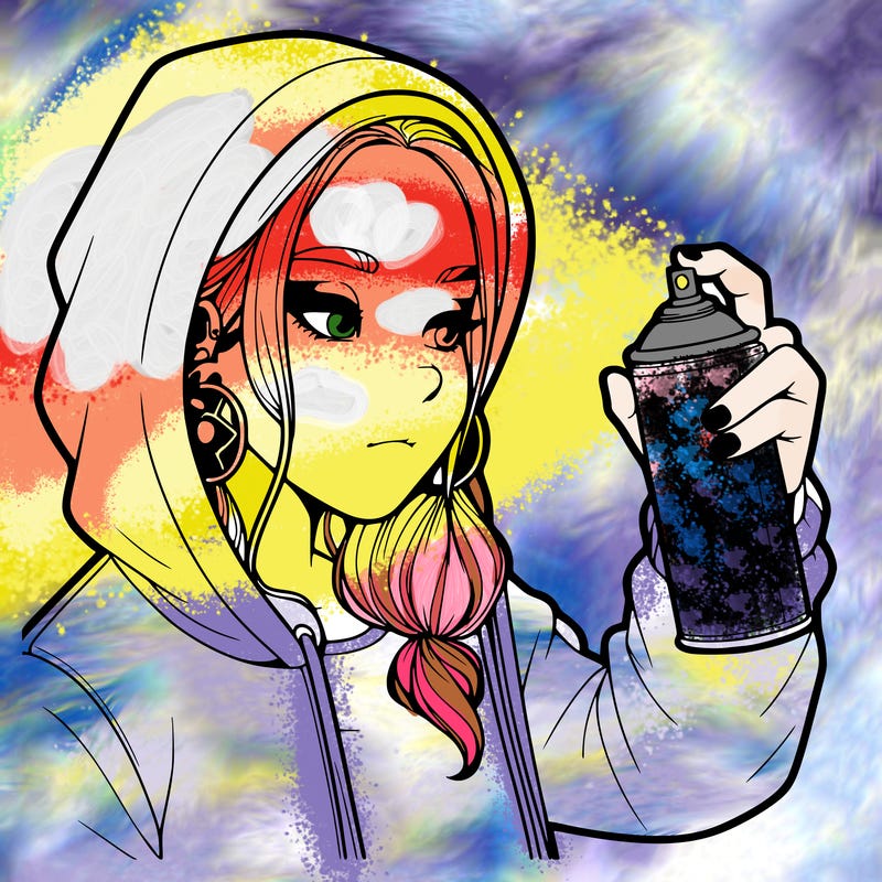 a realistic girl, spray painting