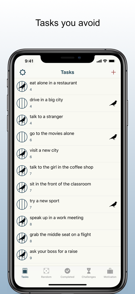 Step out of your comfort zone - List of daily tasks to overcome social anxiety with anxiety level ratings
